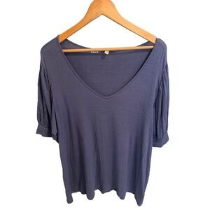 Kim & Cami Los Angeles Puff Sleeve V-Neck Top X-Large